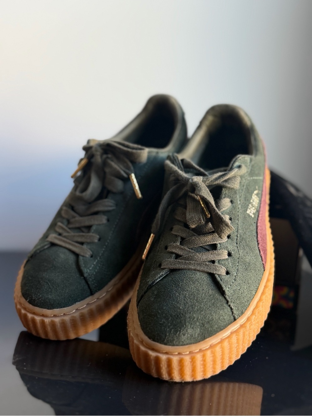 Puma x Rihanna Fenty Suede Creeper Green Bordeaux Gum w/ original dust bag - Picture 2 of 7